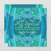 Invitations Exotic Blue Mint Girls Boudoir Party (Devant / Derrière)