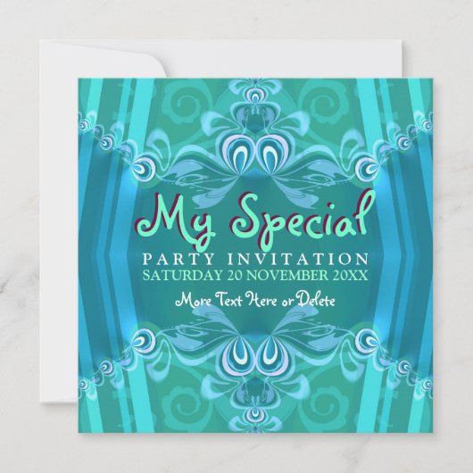 Invitations Exotic Blue Mint Girls Boudoir Party (Devant)