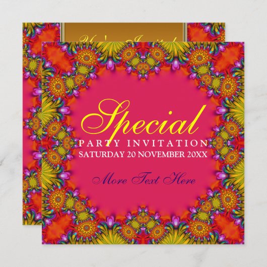 Invitations Exotic Tribal Fruity Party (Devant / Derrière)