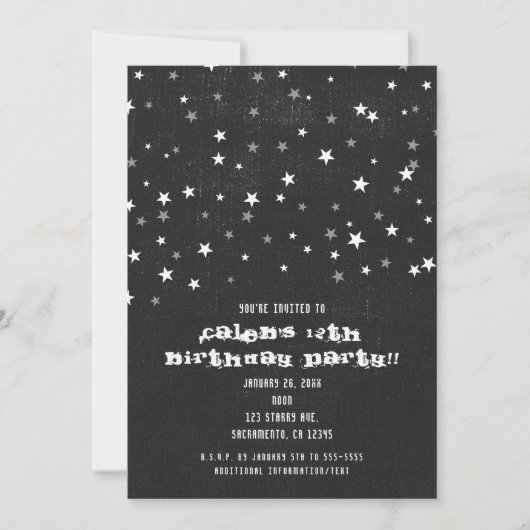Invitations Faded Black Denim Starry Grunge Party (Devant)