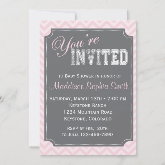 Invitations faites sur commande de baby shower (Devant)