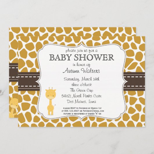 Invitations faites sur commande de baby shower de (Devant / Derrière)