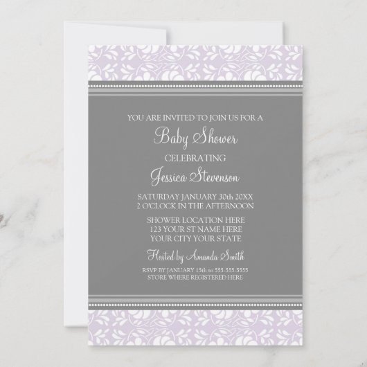 Invitations faites sur commande de baby shower de (Dos)