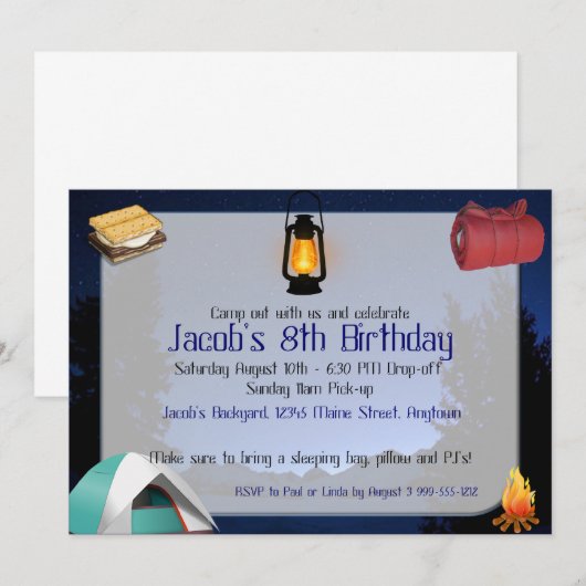 Invitations faites sur commande de Camp- (Devant / Derrière)