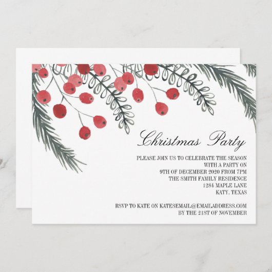 Invitations faites sur commande de fête de Noël (Devant / Derrière)