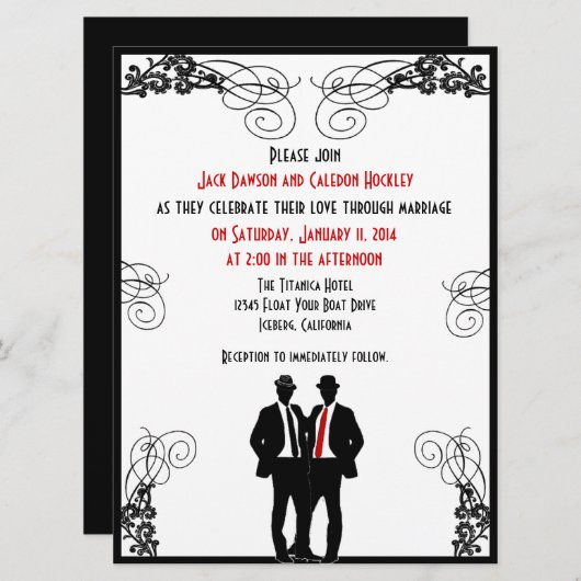 Invitations faites sur commande de mariage de (Devant / Derrière)