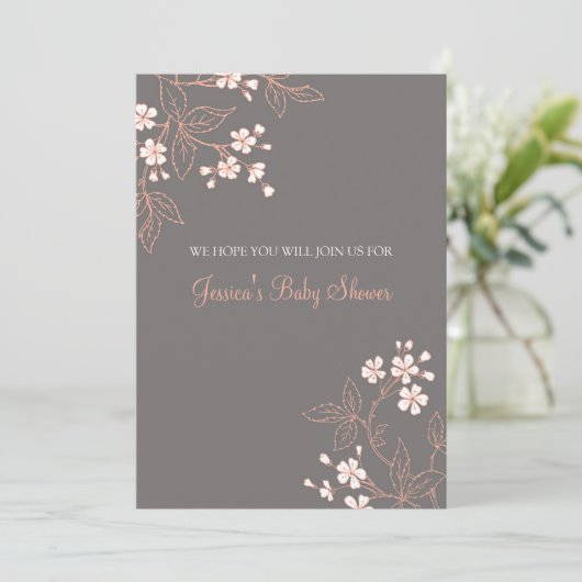 Invitations faites sur commande florales grises de (Debout devant)