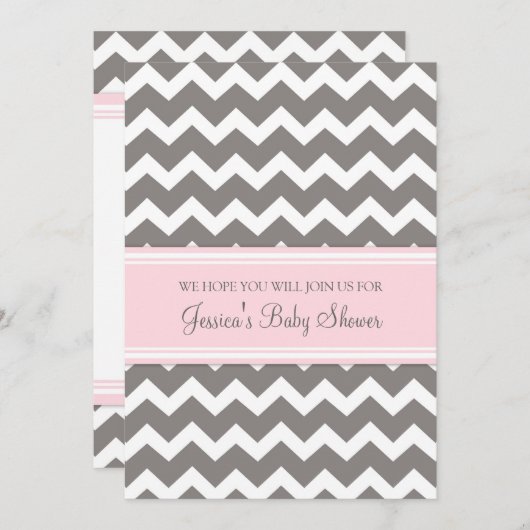 Invitations faites sur commande grises roses de (Devant / Derrière)