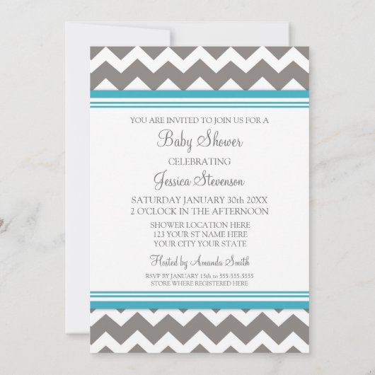 Invitations faites sur commande grises turquoises (Dos)