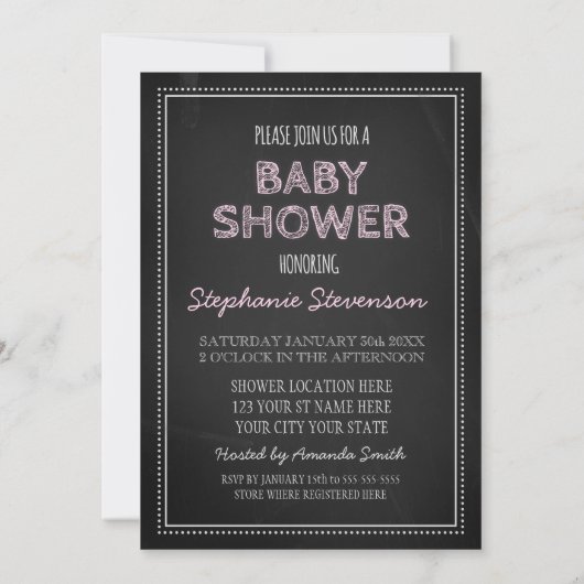 Invitations faites sur commande roses de baby (Dos)