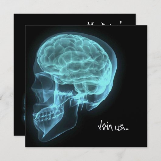 INVITATIONS FAITS SUR COMMANDE - crâne au néon (Devant / Derrière)