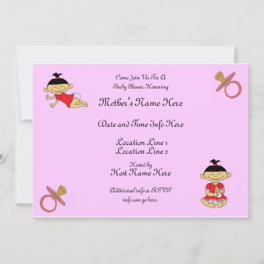 Invitations faits sur commande de baby shower (Devant)