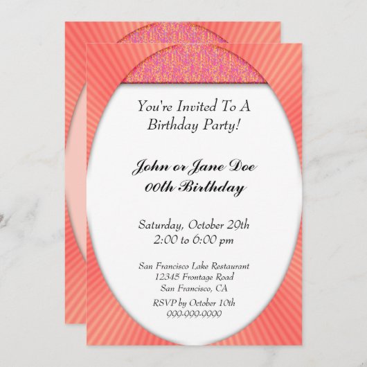 Invitations faits sur commande de fête (Devant / Derrière)