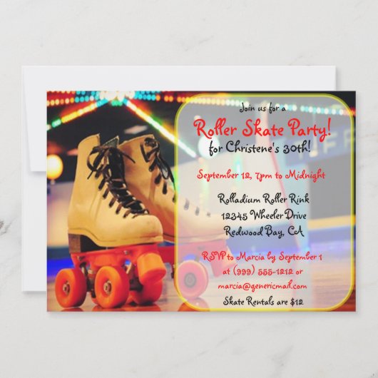 Invitations faits sur commande de partie de patin (Devant)