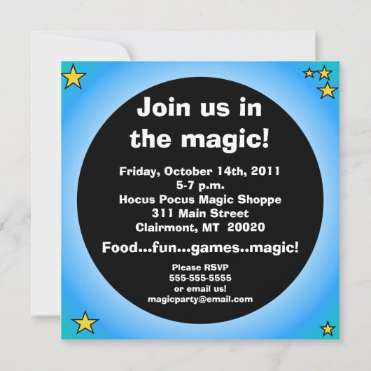 Invitations faits sur commande magiques (Dos)