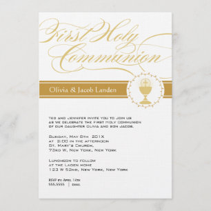 Invitations Fancy Script First Communion  Jumeaux