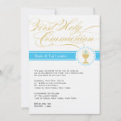 Invitations Fancy Script First Communion| Jumeaux (Devant)