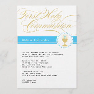 Invitations Fancy Script First Communion  Jumeaux