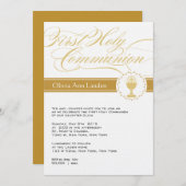 Invitations Fancy Script First Communion| Or (Devant / Derrière)