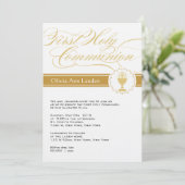 Invitations Fancy Script First Communion| Or (Debout devant)