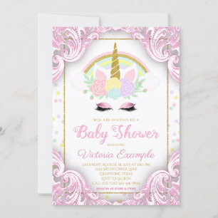 Invitations Fancy Unicorn Baby Girl Shower