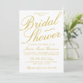 Invitations fantaisie Gold & White de douche nupti (Debout devant)