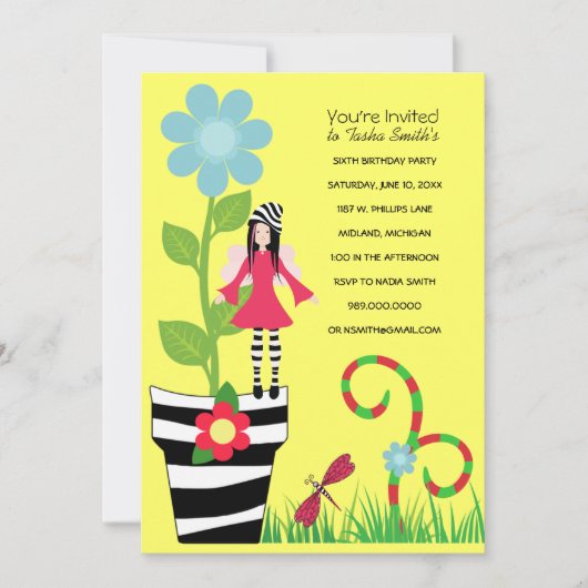 Invitations féeriques de fête d'anniversaire de (Devant)