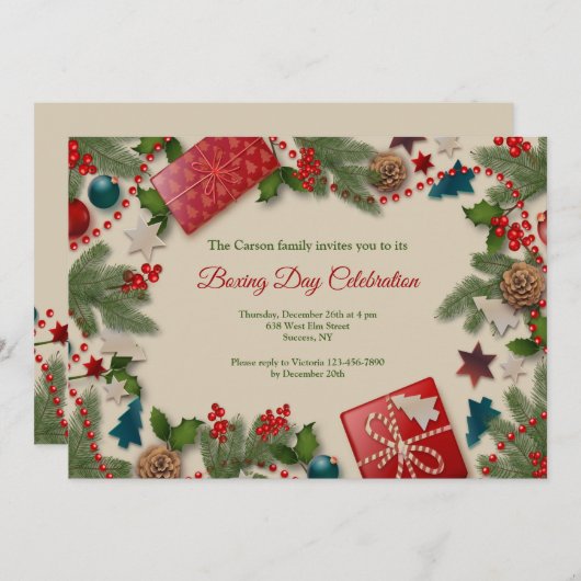 Invitations Festive Boxing Day (Devant / Derrière)