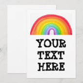 INVITATIONS FÊTE ARC-EN-CIEL PERSONNALISÉES (Devant / Derrière)
