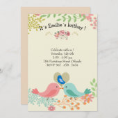 Invitations fête d'anniversaire de l'oiseau bleu m (Devant / Derrière)