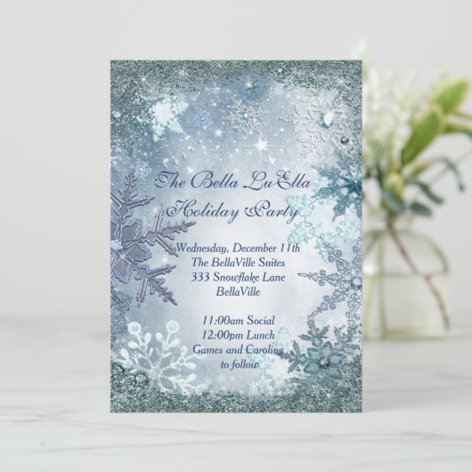 Invitations Fête de Fête de Snowflake (Debout devant)