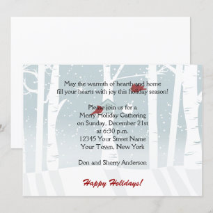 Invitations Fête Oiseaux Rouges de Neige