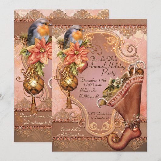 Invitations fêtes de Noël (Devant / Derrière)