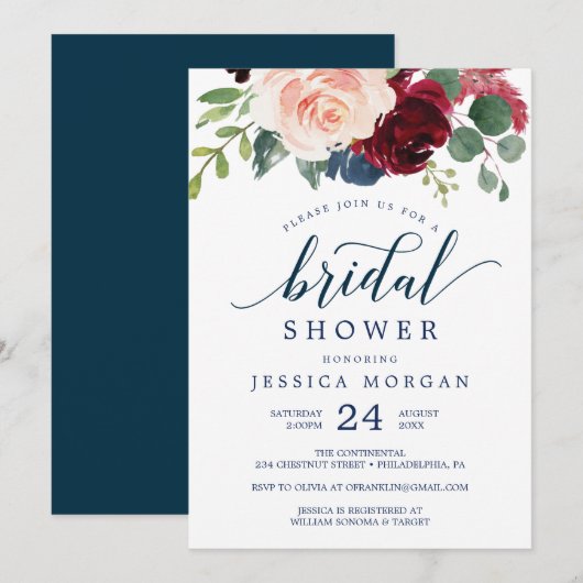 Invitations Fêtes des mariées de la Marine et de l (Devant / Derrière)