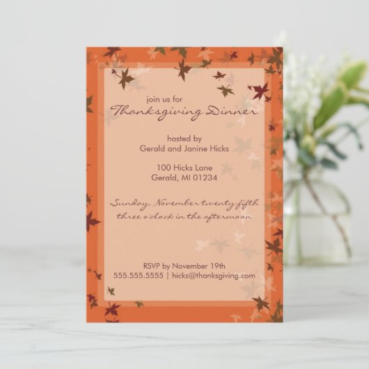 Invitations Feuilles à la fête d'Action de Grâce (Debout devant)