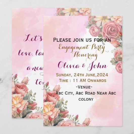 Invitations fiançailles (Devant / Derrière)