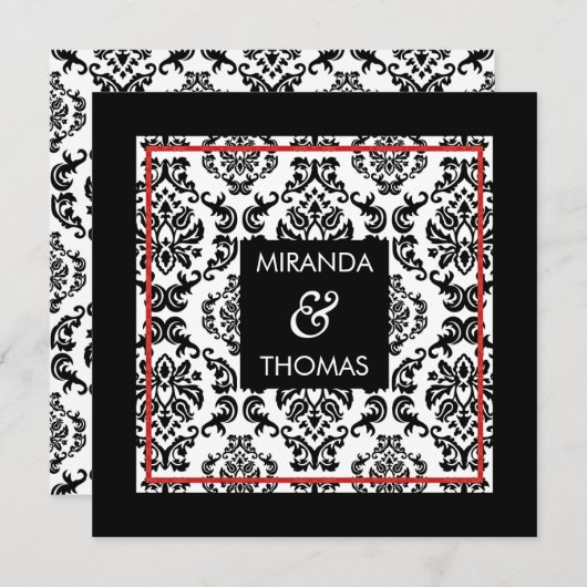 INVITATIONS FIANÇAILLES :: couleurs damas 11 (Devant / Derrière)