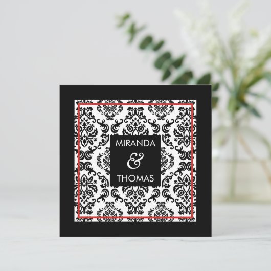 INVITATIONS FIANÇAILLES :: couleurs damas 11 (Debout devant)