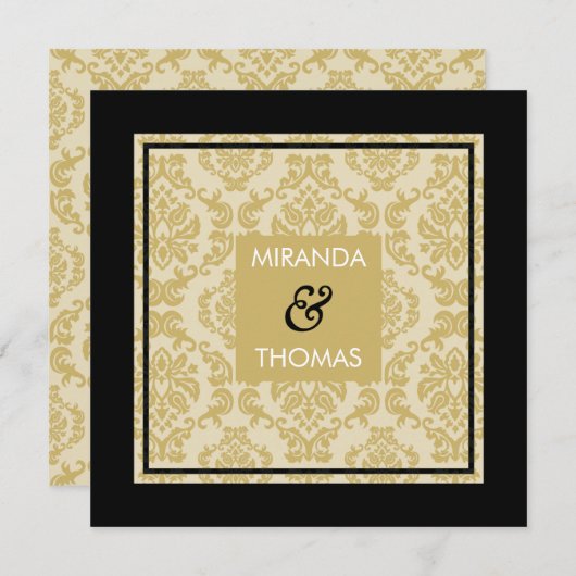 INVITATIONS fiançailles :: couleurs damas 3 (Devant / Derrière)