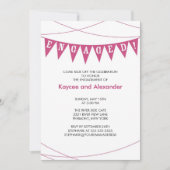 Invitations Fiançailles de bannière rose (Devant)