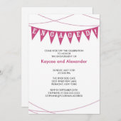 Invitations Fiançailles de bannière rose (Devant / Derrière)
