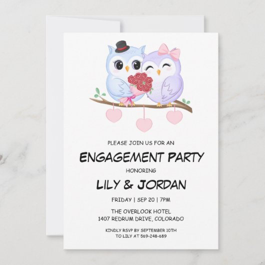Invitations fiançailles de dessins animés de choue (Devant)