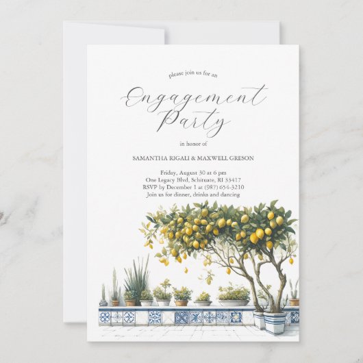 Invitations fiançailles Elégant thème Alfresco (Devant)