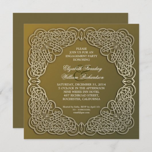 invitations fiançailles élégantes (Devant / Derrière)