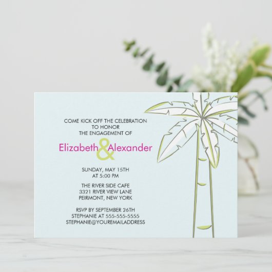 Invitations Fiançailles modernes de Palm Tree (Debout devant)