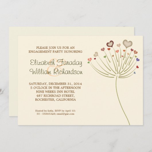 invitations fiançailles modernes mignonnes (Devant / Derrière)