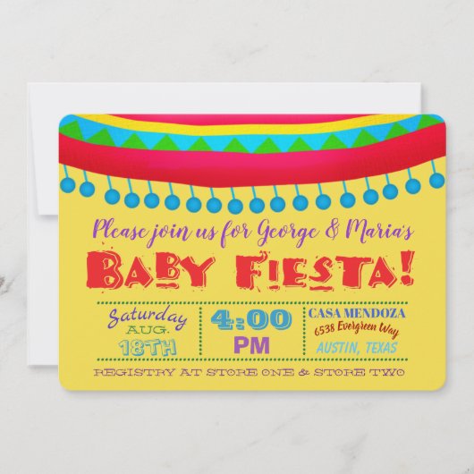 Invitations Fiesta Baby Shower (Devant)