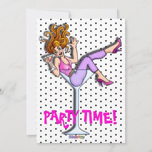 Invitations - fille dans un Martini, rouge de Lil (Devant)