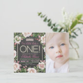 Invitations Filles Chalkboard Premier anniversaire (Debout devant)
