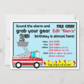 Invitations Fireman 3ème anniversaire de fête Pomp (Devant)